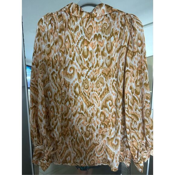 NEW Print Button Down Shirt Blouse Career XL - Picture 2 of 5